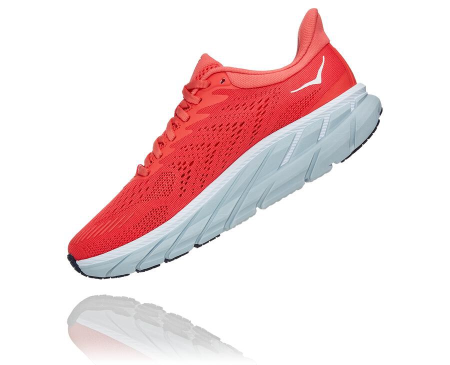 Hoka One One Running Shoes Womens Red/White - Clifton 7 - 14250GKMA